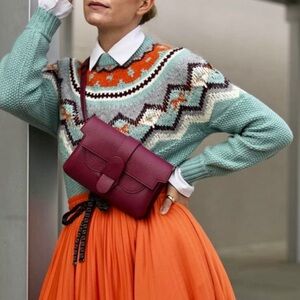 J. Crew Fair Isle Lambswool Sweater Turquoise Blue & Orange